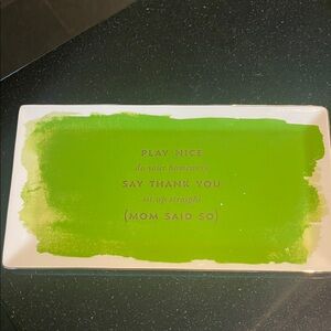 Green and White Decorative Tray